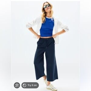 Athleta Midday Mid Rise Crop Poplin Pant Navy NWT